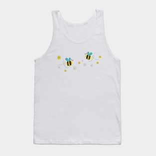 Doodle honey bee vector with colorful flowers Tank Top